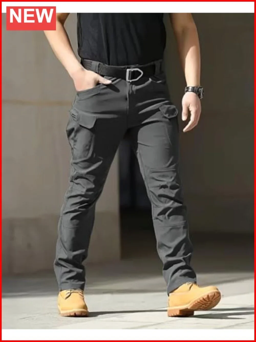 Men's Cargo Tactical Pants Work Hiking Trousers Waterproof Lightweight Elastic